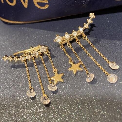 Star Pendant Long Tassel Gold Color Chain Temperament Fashion Simplicity Cubic Zircon Womens Designer Jewelry