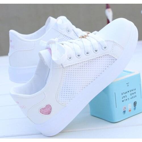 2021 Summer Womens Shoes New Non-Slip Walking White shoes Female Mesh Surface Hollowed Casual Mesh Surface fashion Board Shoes