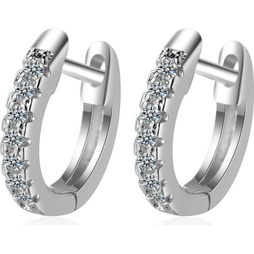 Ins Style Silver Color Earrings Dazzling Single Row Zircon Stud Earrings For Women oorbellen pendientes brincos