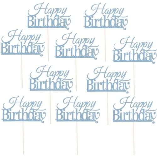 10 Pcs Cake Topper Cake Decorations Party Supplies (Blue)