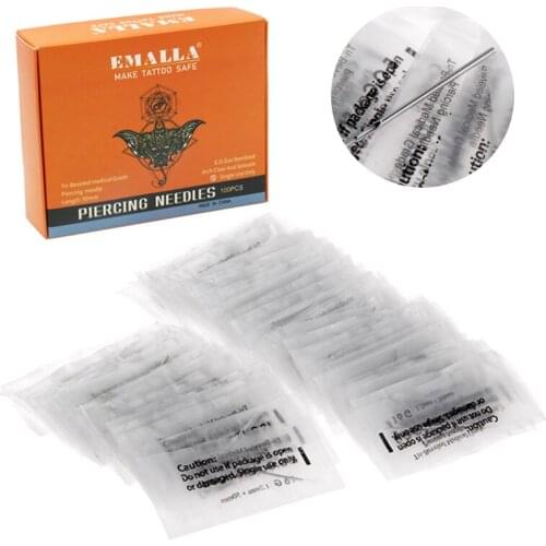 100PC 12/14/16/18/20G Disposable Sterile Body Piercing Needles Tattoo Piercing Needles For Navel Nipple Ear Nose Lip