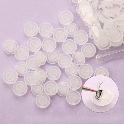 100pcs False Eyelashes Blooming Cups Planting Grafting Rapid Bloom Sun Flower Glue Cup Fan Eyelash Extension Makeup Tools
