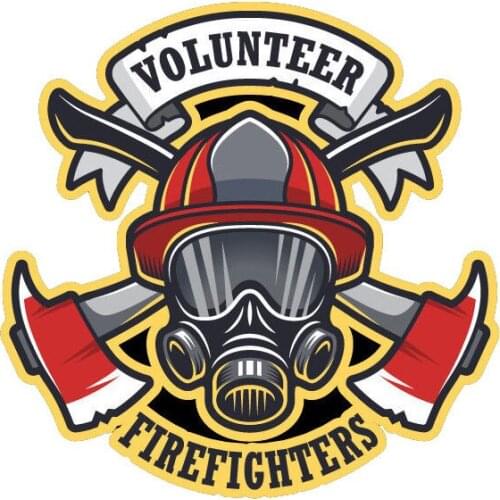 13.9CM*13.9CM Funny Volunteer Firefighter Reflective Car Sticker PVC Decal 12-0659