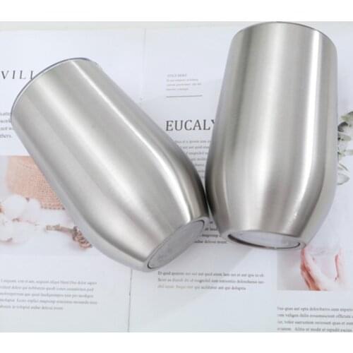 16oz Wine tumbler coffee mug water cup beer glass egg shaped travel bottle 18/8 Stainless steel 2-wall insulated vacuum 470ml