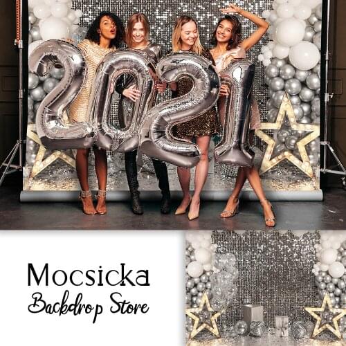 2021 Sliver Birthday Wall Backdrop for Photography Newborn Kids Portrait Cake Smash Background for Photo Studio disco Sweet Girl