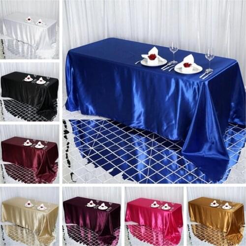 21 Solid Color Rectangular Satin Tablecloth Table Cover Dining for Wedding Party Banquet Decoration Christmas Table Cloth