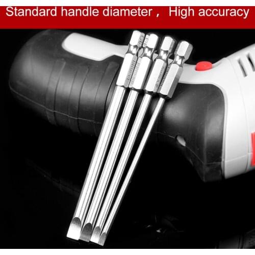4pcs/lot S2 Steel Magnetic Slotted Screwdriver Bits Set Slotted Electric Screwdriver 100mm Length