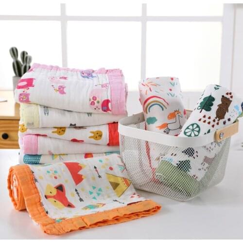 4 Layers Organic Bamboo Cotton Muslin Blanket Baby Swaddle Baby Summer Blanket Bed Sheet Bath Towel Baby Receiving Blanket
