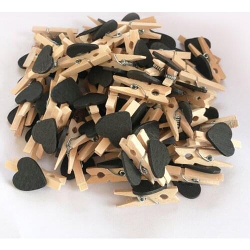 50pcs Mini Wooden Clip Love Heart Shape Clothespin Postcard Photo Paper Wedding Valentines Day Birthday Party Home Decoration