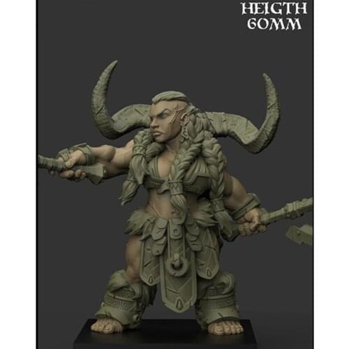 60mm ancient fantasy warrior stand Resin figure Model kits Miniature gk Unassembly Unpainted