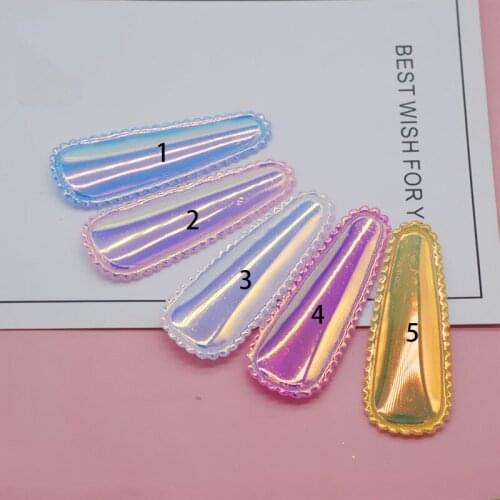 60pcs/lot 5.5cm PU magic color water drop bb Hair Clip Cover Padded Appliques DIY handmade Children Hair Accessories