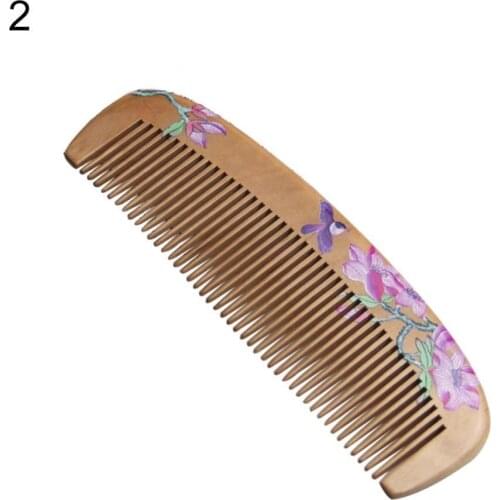 70% Hot Sale Painted Flower Peach Wood Healthy Scalp Massage Anti-Static Comb Hair Care Tool