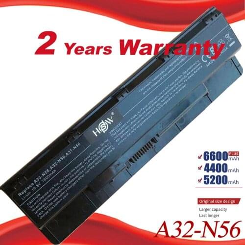 7800mAh 9 Cells Laptop Battery A31-N56 A32-N56 A32-N46 A33-N56 For Asus N46 N46V N46VM N46VZ N56 N56D N56V N56VV N56VZ N76 N76V