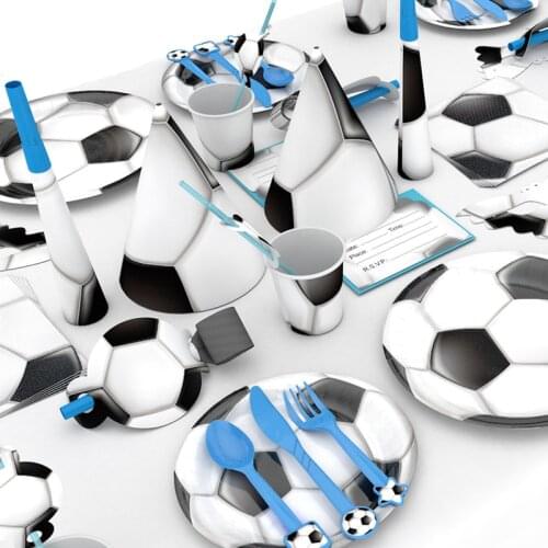 White Football Theme Birthday Party Tableware Set Napkin Cups Tablecloth Flags Plates Kids Favor Boys Party Decor Supplies