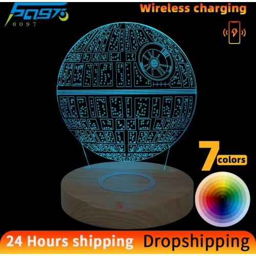 6097 Night Light Wireless Charger for iphone Samsung Mi Qi Wireless Charger Usb Charger 3D illusion Lamp 7color Night light