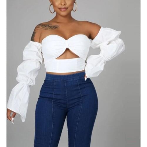 Sexy Blouses Women 2021 Fashion Off the Shoulder Top Backless Solid Summer New Shirts Tops Evening Night Club Wear Clothing New