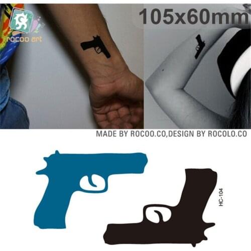 Body Art waterproof temporary tattoos paper for men boy 3d punk pistol design flash tattoo sticker Free Shipping HC1104