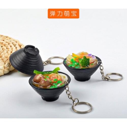 ZOCDOU 1 Piece Imitation Food Udon Bowl Ramen Keychain Small Statue Little Figurine Crafts Figure Ornament Miniatures