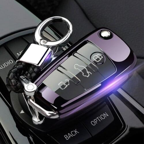 Car key cover Case For audi a4 b6 a3 a6 c5 c6 b8 b7 q5 b5 q7 3 Buttons remote auto folding Flip Key Soft tpu key shell key chain