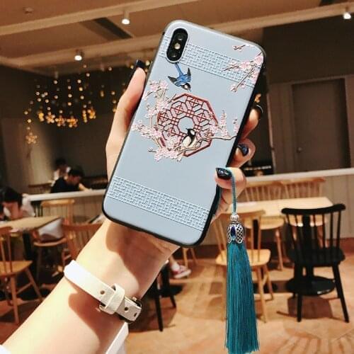 3D Embossed Rose Beauty Tassel Phone Case fo Samsung Galaxy S10e S8 S9 S10 S20 Ultra Plus Note 8 9 10 Plus Soft Back Cover