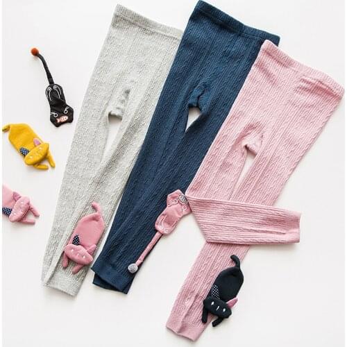 Kids leggings girl leggins baby toddler knitting leggings cashmere cotton warm pants for girls cat legins children trousers knit