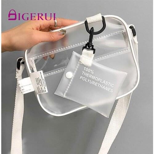 DIGERUI Causual PVC Transparent Clear Woman Crossbody Shoulder Bag Handbag Jelly Small Phone Bags Card Holder Wide Straps Flap