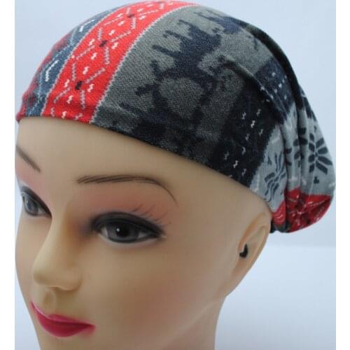 Factory-100% Viscose Snow and Deer design Stretchy Headwrap Head band hair band for winter