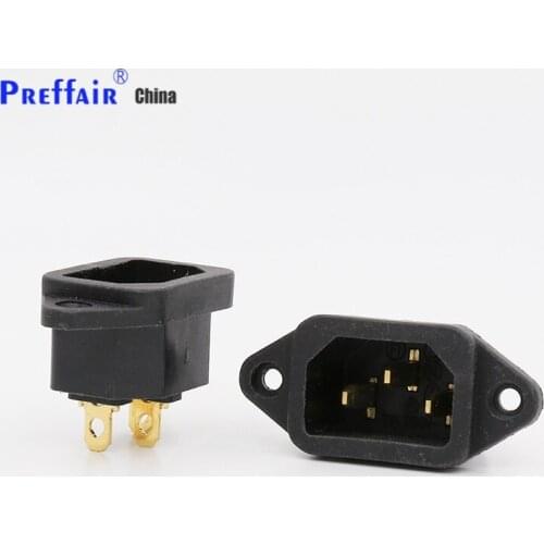 FI-05G GOLD plated IEC inlet Mains Power Inlet Socket Male Panel Entry Plug HiFi