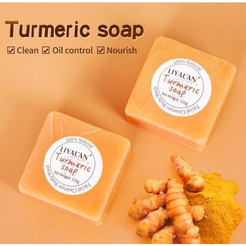 Hot Tumeric Soap Natural to Lightening Acne Dark Black Spots Skin Glow Brighter Scars Removal Bars Whitening Face Body Skin Care