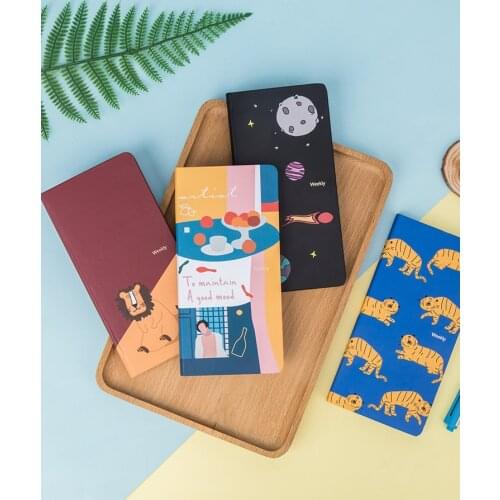 Kinbor Checkered Small Week Efficiency Notebook Portable Planner Notebook Hard Pattern Small Notebook Creative Self-Filling