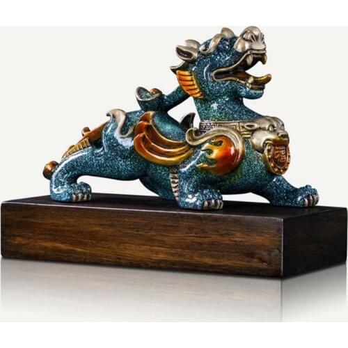 2021 Company home Porch lobby exorcise evil spirit thriving business Good luck Male PI XIU dragon color brass Sculpture Ornament
