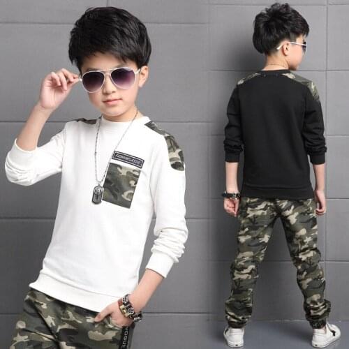 2020 Teenager Kids Boy Sport Camouflage Outfits Tops+Pants Cotton Casual Clothes2Pcs Leisure Time Simplicity Comfortable
