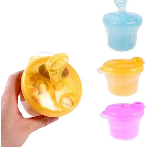 Baby Portable Plastic Baby Milk Box bean Powder Dispenser Container Three Lattice Compartment Infant Food Storage