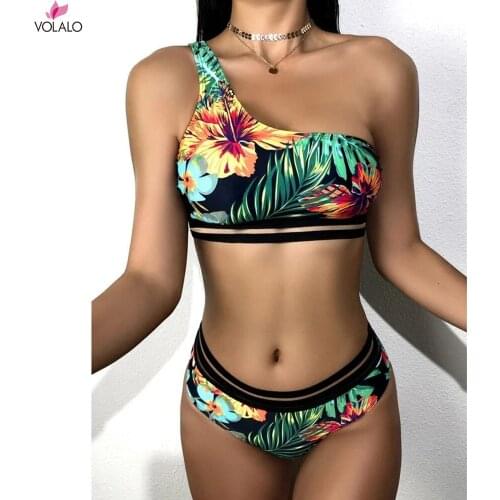 VOLALO Halter Sexy Swimsuit Women Bikini Micro High Leg Swimming Suit for Bathing Suit Black Swimwear Women 2021 Bikinis Set