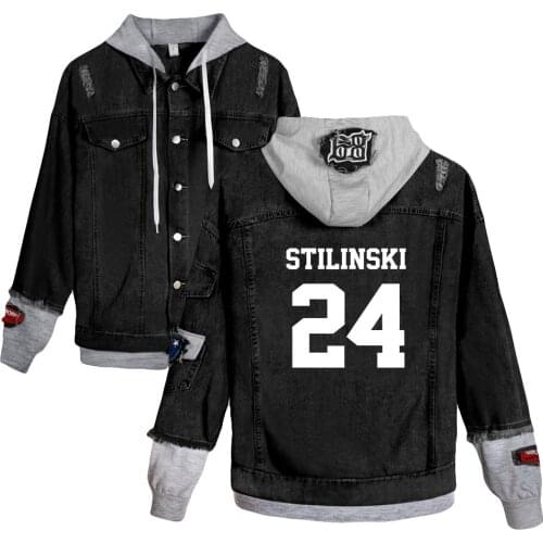 Teen Wolf Stilinski 24 LAHEY 14 MCCALL 11 DUNBAR 9 print jacket autumn winter Men/Women Street clothes Denim Hooded denim jacket
