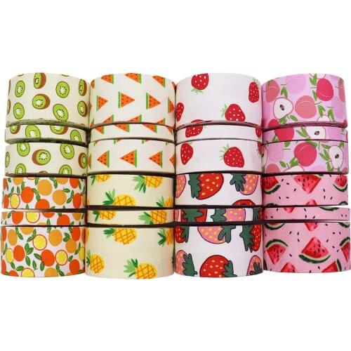 5 yards Fruit Strawberry Pattern Embossed Strip Hairband Ribbon Handmade Bowknot Hair Accessories Hairpin Material Accessories