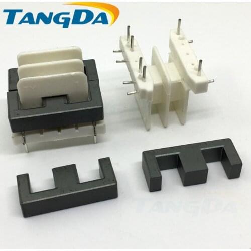 Tangda EE EE25 Type 4+2 pin 6P Bobbin magnetic core+skeleton ferrites Power Transformer housing PC40 DIP Double groove 2slot A