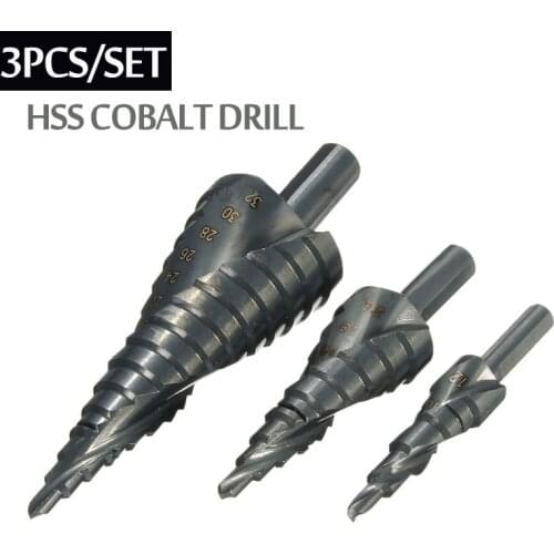 3PCS/SET 4-32MM HSS Cobalt Step Stepped Drill Bit Set Nitrogen High Speed Steel Spiral For Metal Cone Triangle Shank Hole