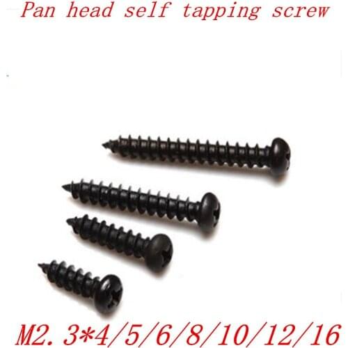 500PCS M2.3 black round head tapping screw M2.3*4/5/6/8/10/12 Laptop Screws Computer Screws Small Philips Pan Head