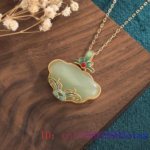 Jade Lotus Pendant 925 Silver Jewelry Women Zircon Gemstone Amulet Fashion Necklace Crystal Natural Gifts Chinese Chalcedony