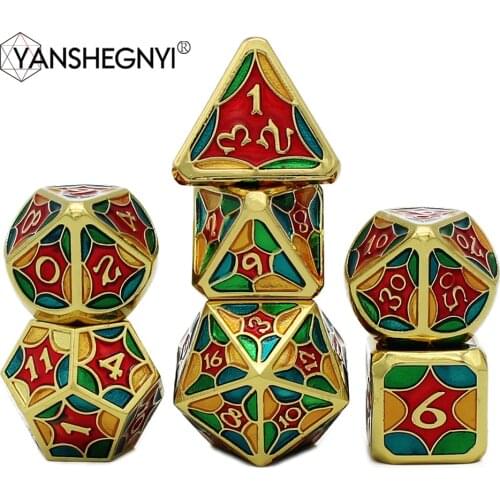 2020 New DnD Metal Dice RPG MTG Dice Include Dice Pouch for Tabletop RPGs Games 7pcs D4 D6 D8 D10 D% D12 D20 Set polyhedral dice