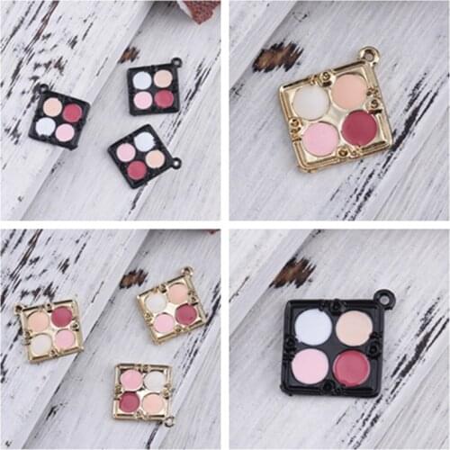 New Zinc Alloy Makeup Charms Pendant For Jewelry DIY Findings Rhombus Multicolor Blusher Enamel In Handmade Necklace Earrings