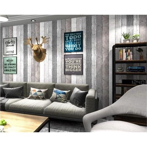 Beibehang American retro color mottled plank wallpaper personality bar restaurant clothing store vertical stripes 3d wallpaper