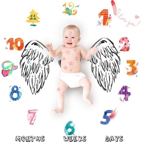 Newborn Milestone Blanket Angel Wings Blanket Baby Photography Prop Shower Gift