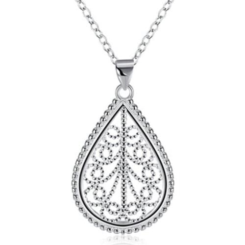 925 sterling silver fashion simple tassel drop-shaped pattern ethnic style necklace clavicle chain ladies wedding party jewelry