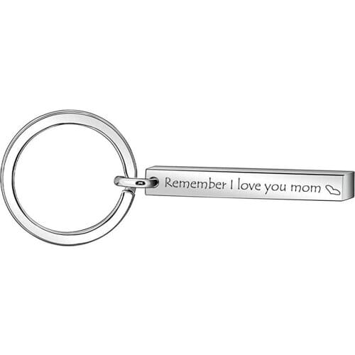 Stainless steel Rectangle Bar Polish Keychain Jewelry Keyring For Mom Gift Findings Hypoallergen