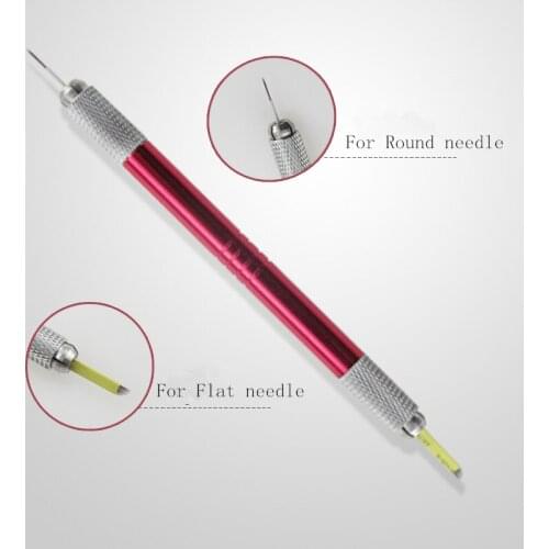 Manual Dual-head Permanent Eyebrow Tattoo Pen Eyebrow Makeup Tattooing Machine Microblading Pen Round needles