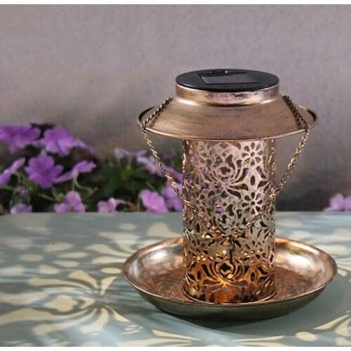 Garden Backyard Hanging Wild Bird Feeder Solar Powered Lamp Light Garden Lamp Patio Balcony Patio Decor Lighting