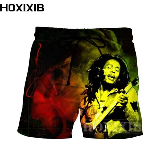 HOXIXIB Bob Marley Shorts Men 3D Print The Godfather Of Reggae Music Hip Hop Jamaica Singer Pants Women Harajuku Sports Clothing