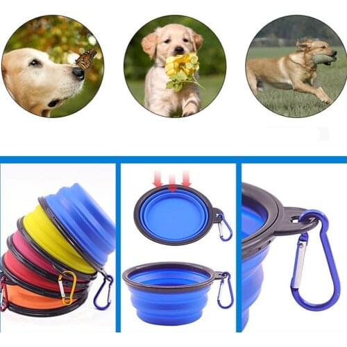 Collapsible Cat Dog Bowls Portable Foldable Bowl Pets Food Feeding Dishes Puppy Water Bowl Outdoor Travel Pet Silicone Feeder